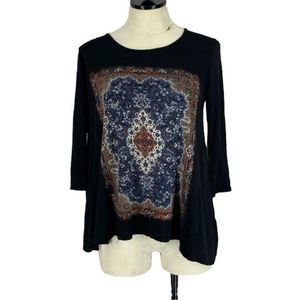 Civies Civilian Clothing Woman's Black 3/4 Sleeve‎ Blouse Size Medium